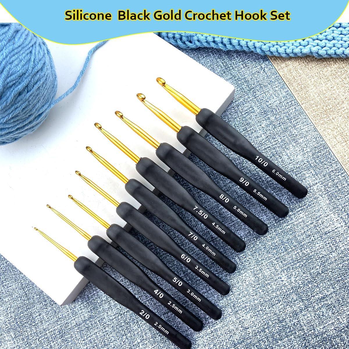 Juego de Ganchillos Ergonómicos Weabetfu 2-6mm Silicona Negra