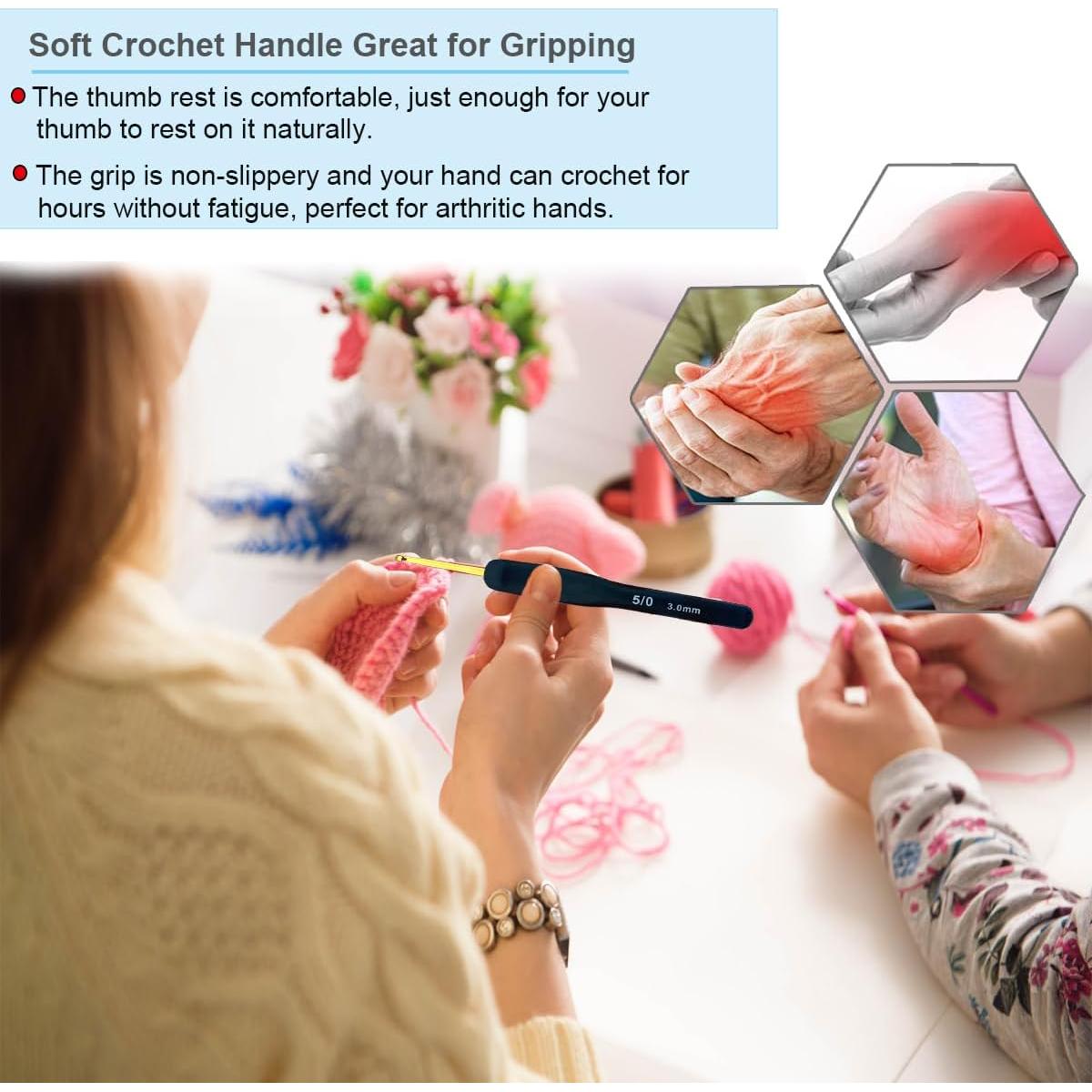 Juego de Ganchillos Ergonómicos Weabetfu 2-6mm Silicona Negra