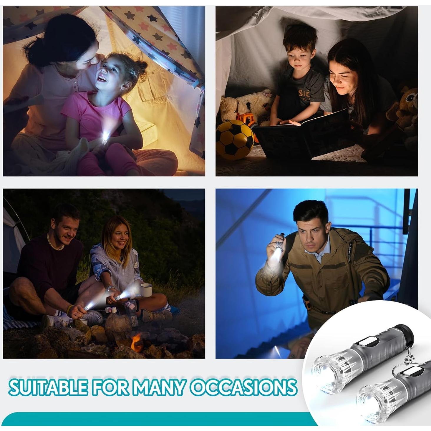 Linternas Llaveros LED Jexine 50 Pcs Portátiles Negras