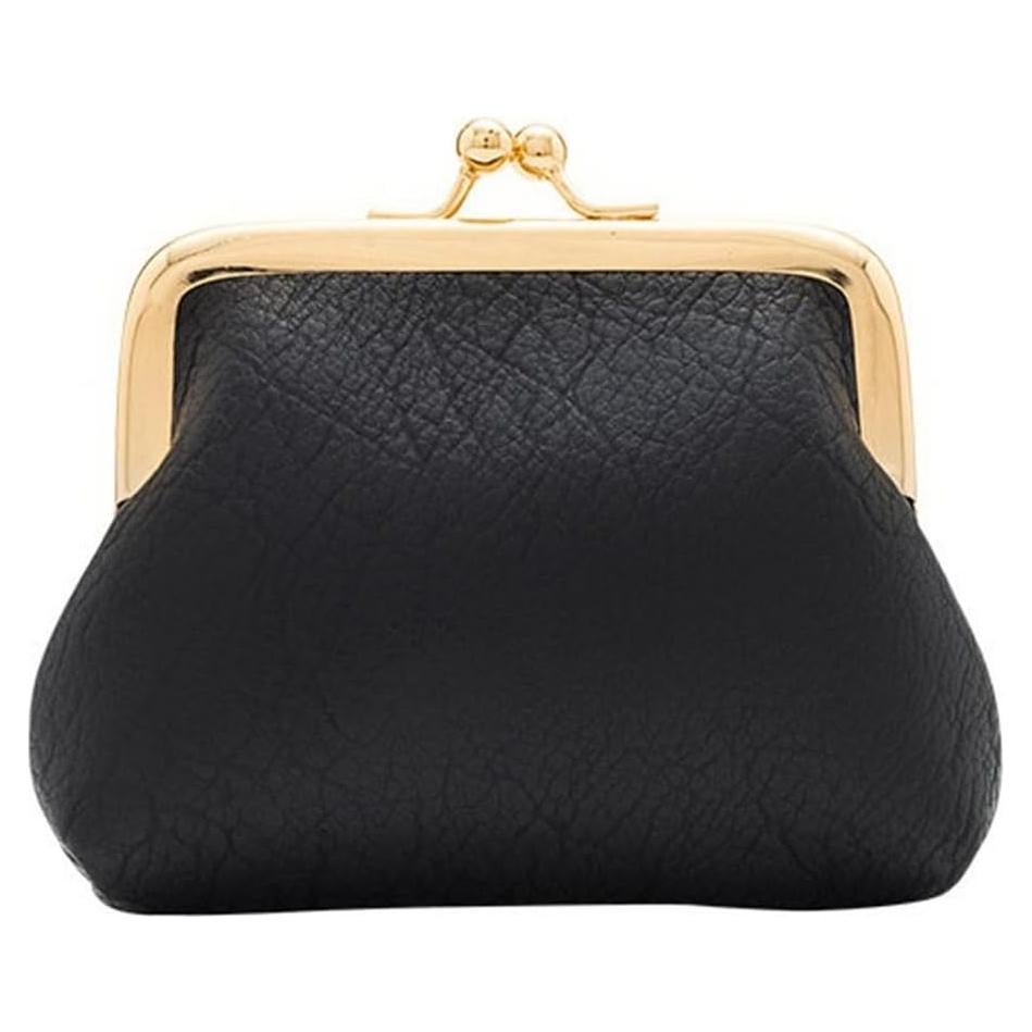 Monedero Vintage de Cierre de Beso Lavogel para Mujeres - Negro