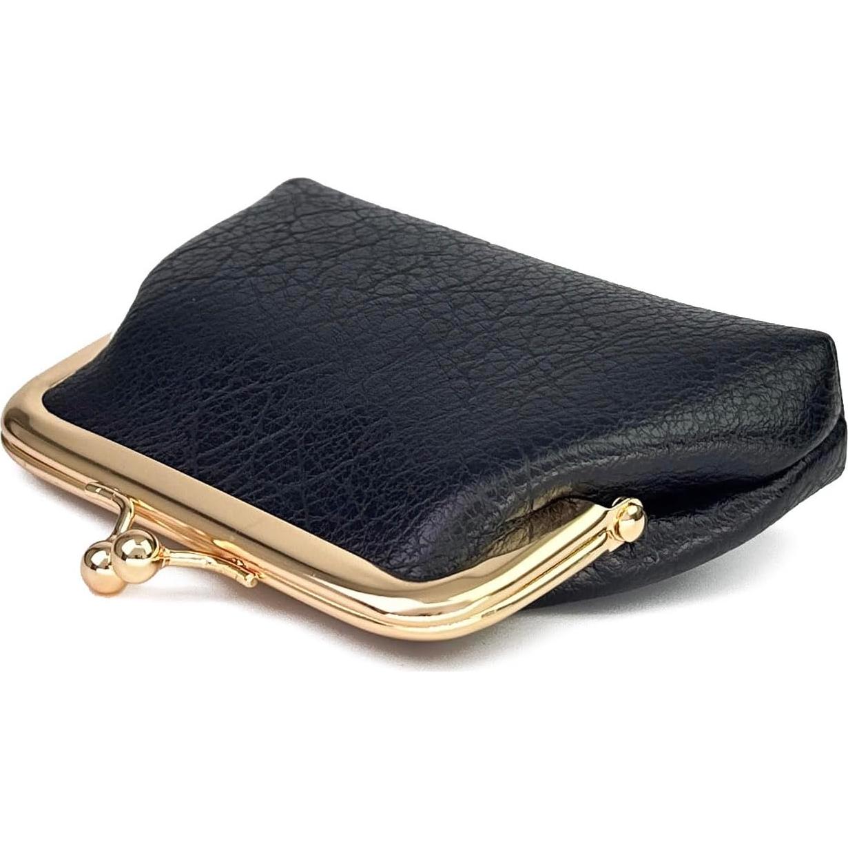 Monedero Vintage de Cierre de Beso Lavogel para Mujeres - Negro