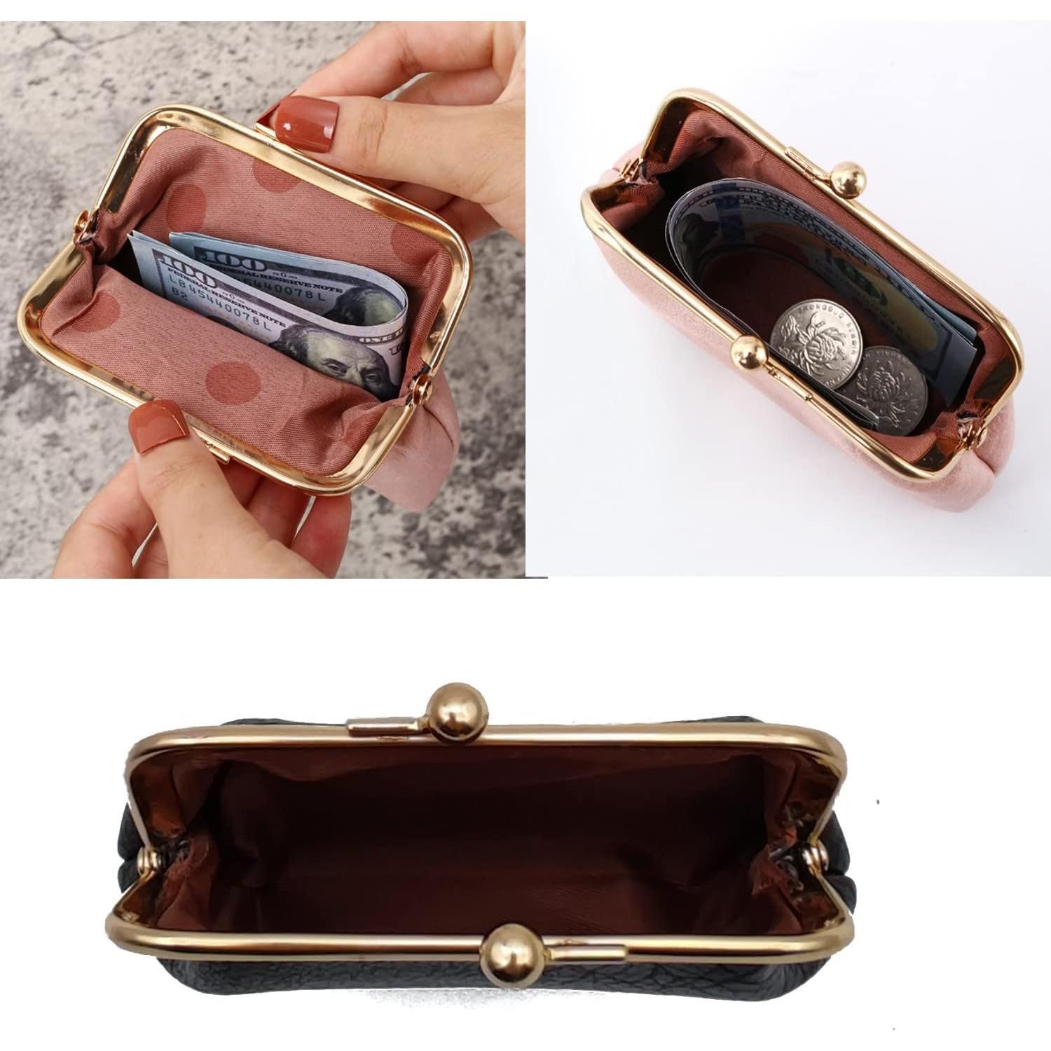 Monedero Vintage de Cierre de Beso Lavogel para Mujeres - Negro