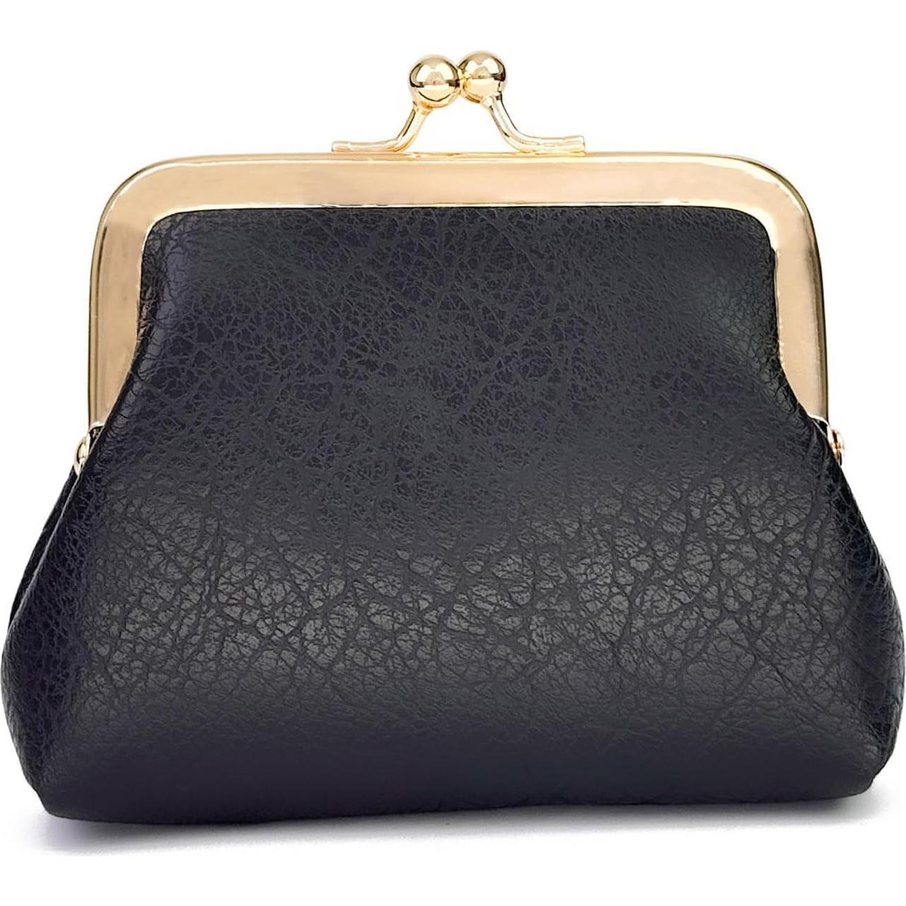 Monedero Vintage de Cierre de Beso Lavogel para Mujeres - Negro