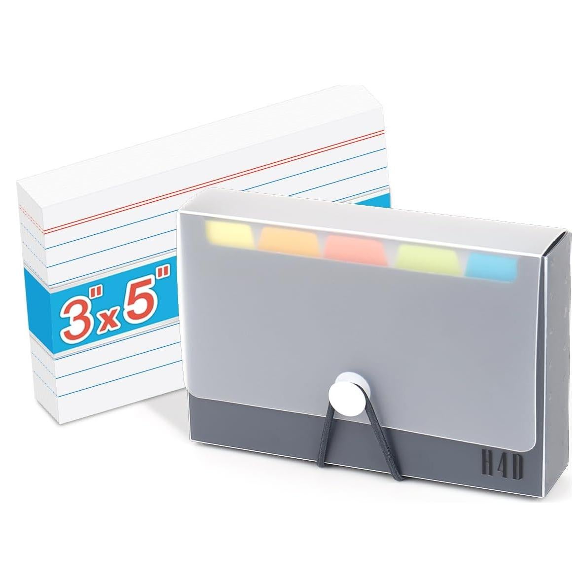 Caja de Tarjetas de Índice H4D 3x5 con 100 Tarjetas y Divisores