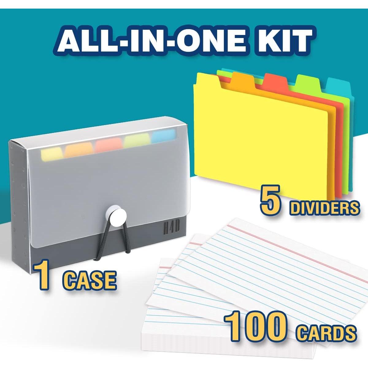 Caja de Tarjetas de Índice H4D 3x5 con 100 Tarjetas y Divisores