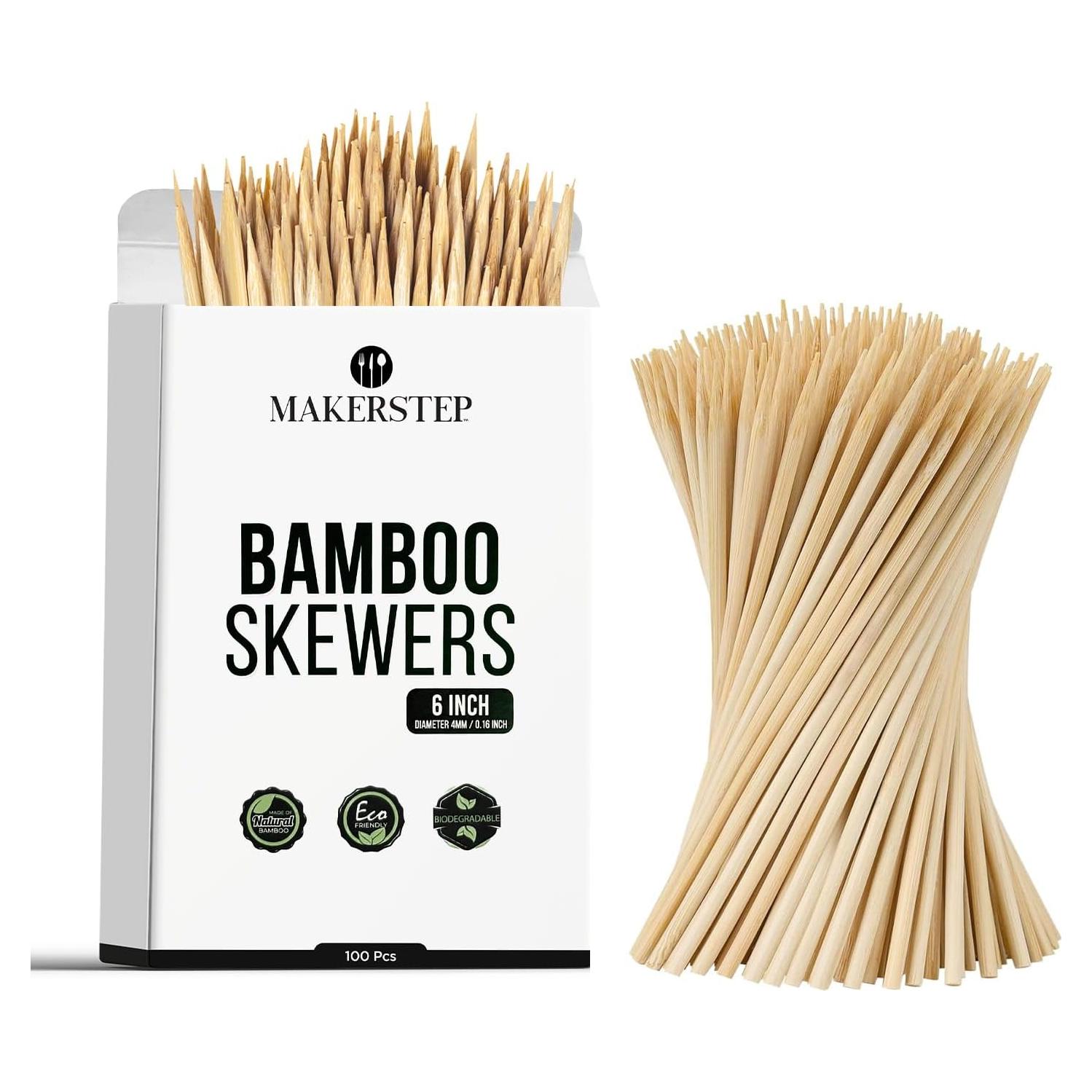 Pinchos de Bambú Natural Makerstep 15 cm - Paquete de 100