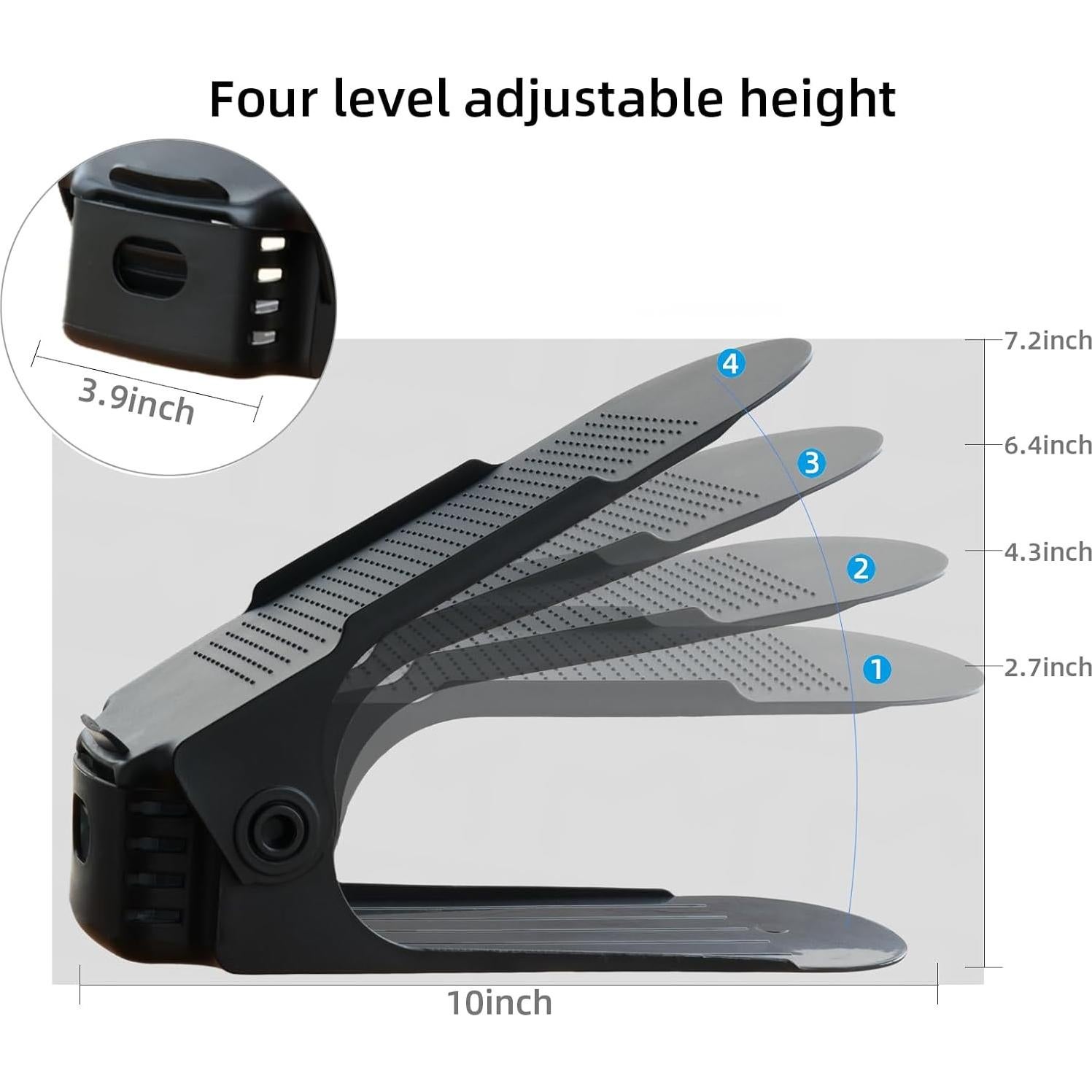 Organizador de Zapatos Yashong 12PCS Ajustable Negro