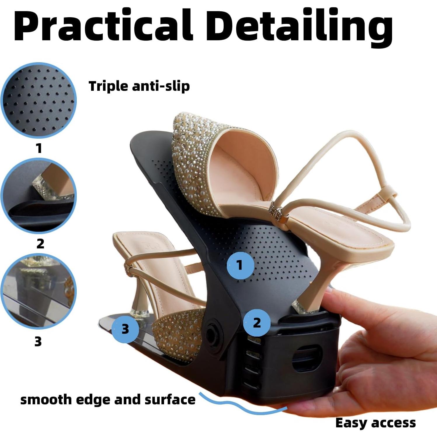 Organizador de Zapatos Yashong 12PCS Ajustable Negro