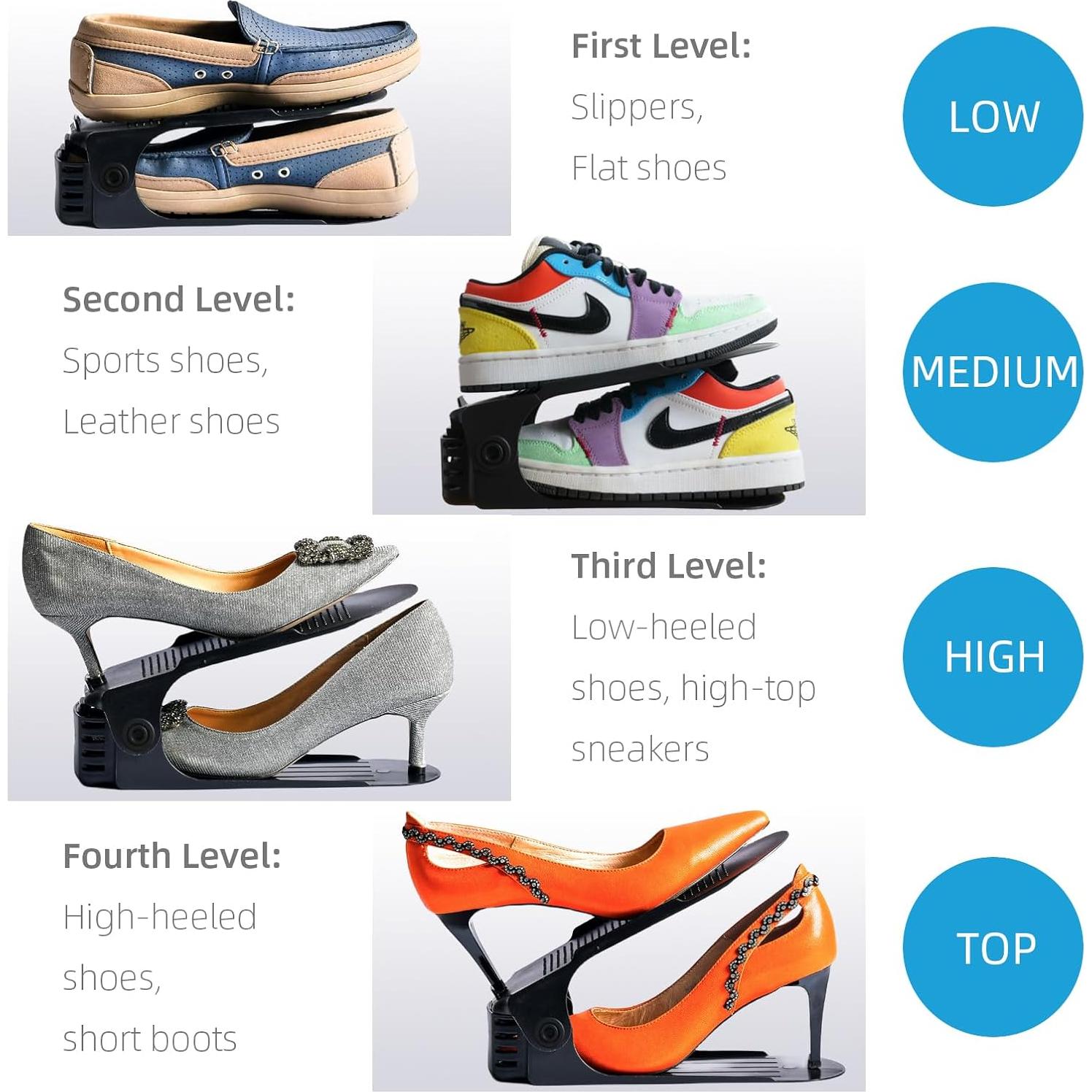 Organizador de Zapatos Yashong 12PCS Ajustable Negro