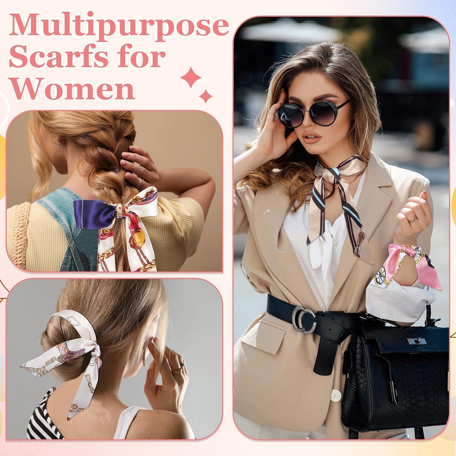 Bufanda delgada para mujeres - 60 piezas de satén 85x4 cm