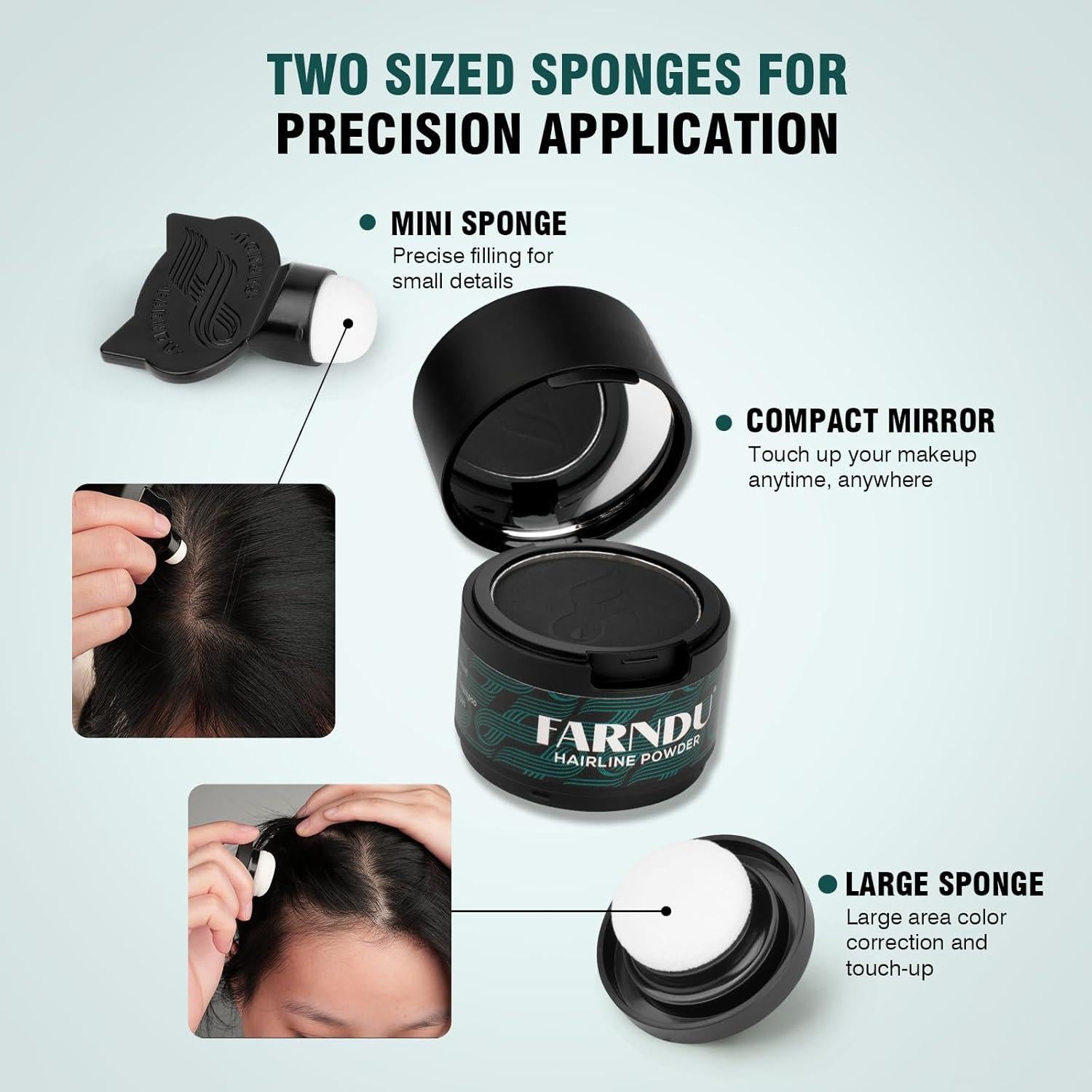 Polvo Corrector de Color Raíz Farndu 12g Negro - 2 Recargas