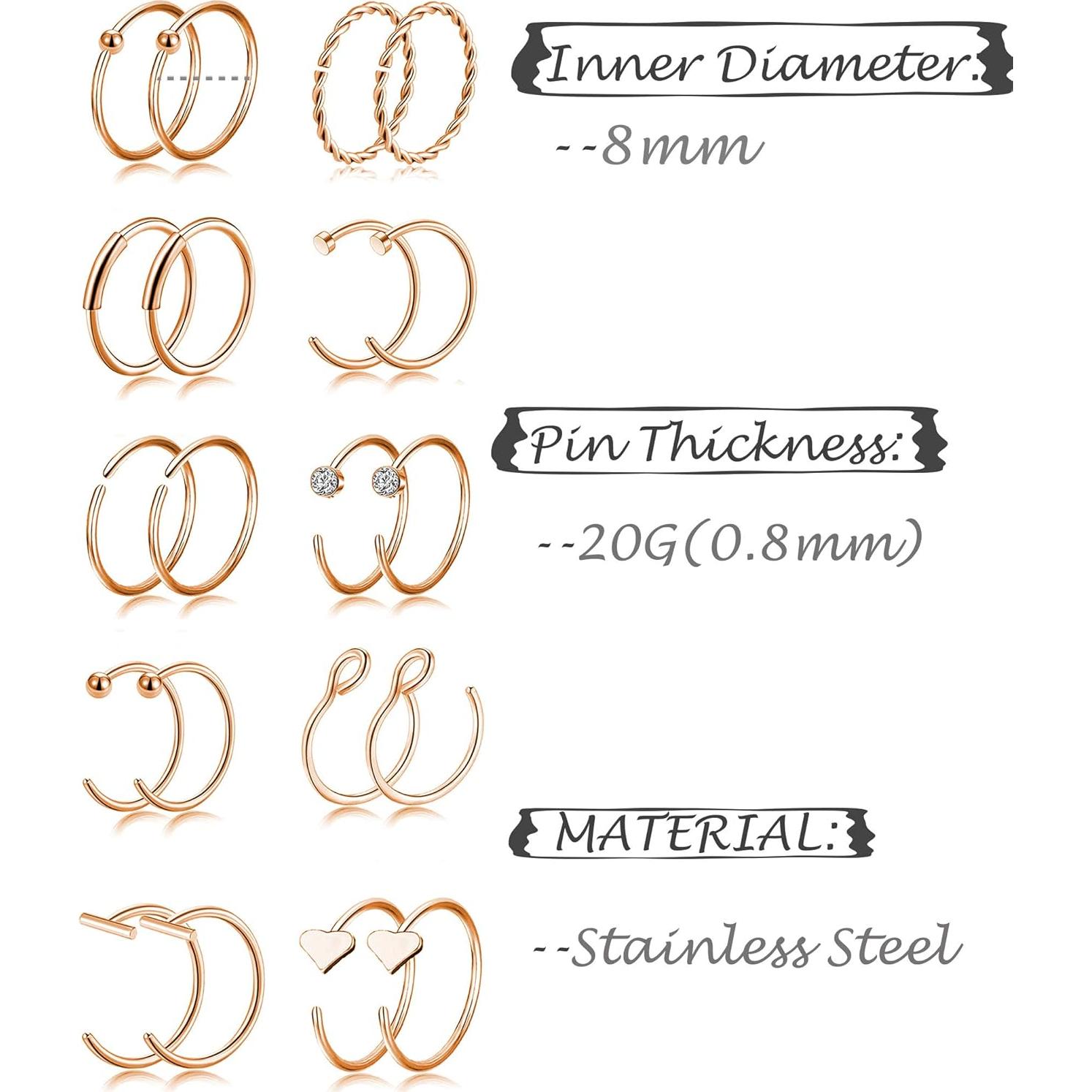 Tornito 20G 38 Piezas Tornillos Acero Inoxidable Joyería
