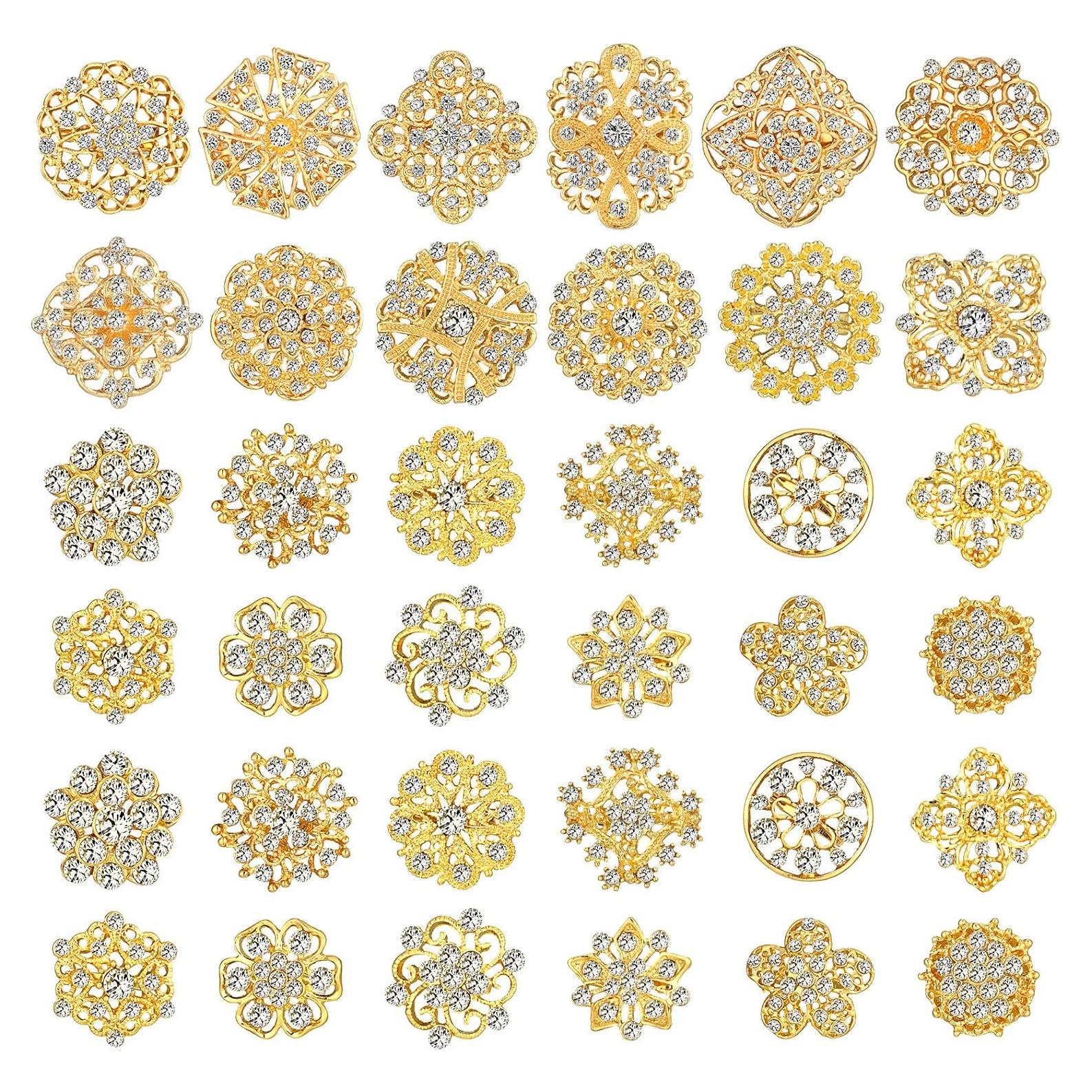 36 Broches de Rhinestone Transparentes MTLEE para Manualidades