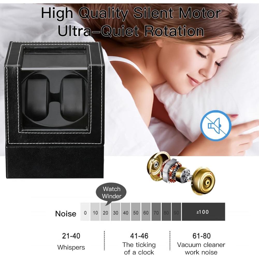 Enrollador de Reloj Automático LINGFANSTORE Cuero Negro