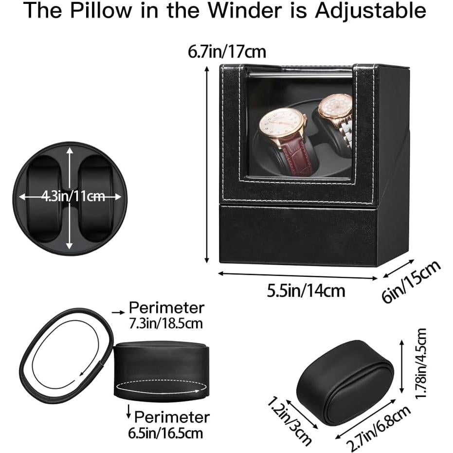 Enrollador de Reloj Automático LINGFANSTORE Cuero Negro