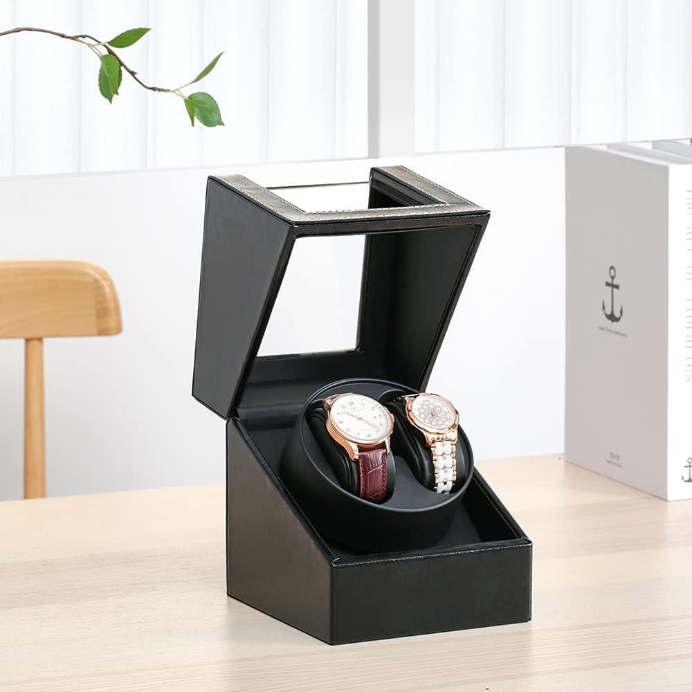 Enrollador de Reloj Automático LINGFANSTORE Cuero Negro