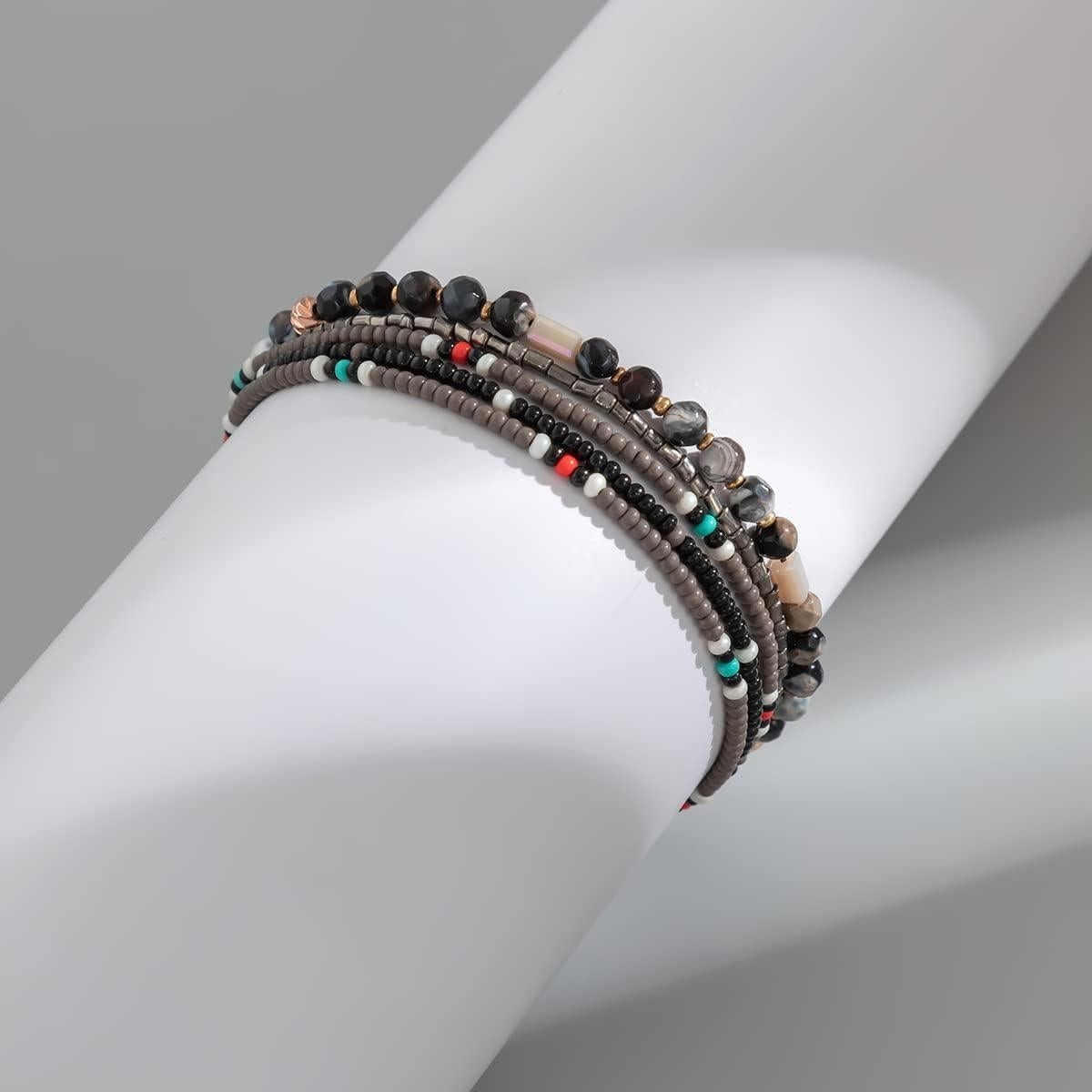 Tobillera Boho Trenzada Ajustable con Cuentas para Mujeres