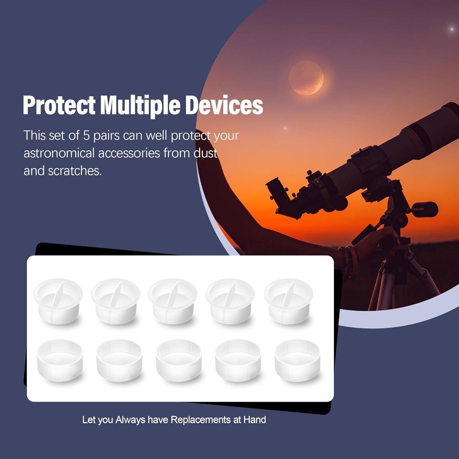 Conjunto de 10 Tapas de Polvo Astromania para Oculares 1.25"