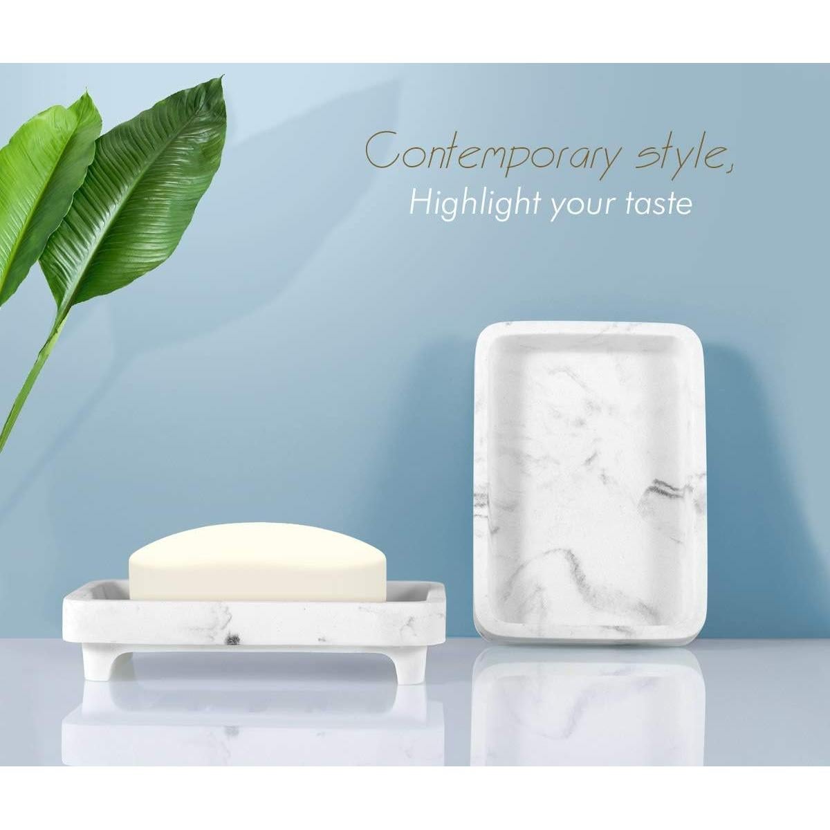 Bandeja para Jabón Luxspire Doble Capa Resina Mármol Blanco