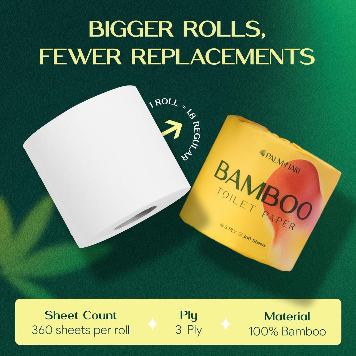Papel Higiénico de Bambú Palm Naki 3 Capas 4 Rollos 360 Hojas