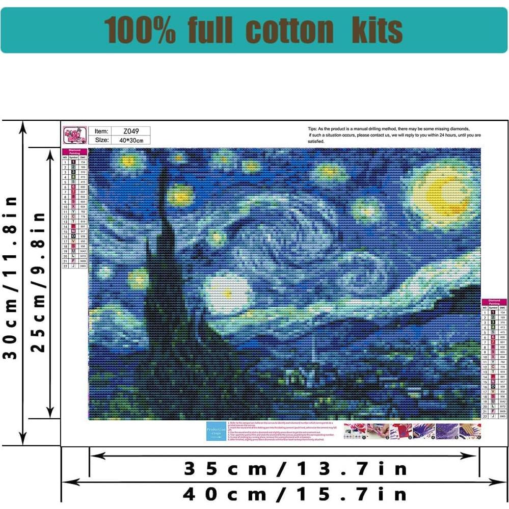 Kit de Bordado de Punto de Cruz Tiwabb 30x40 cm - Noche Estrellada