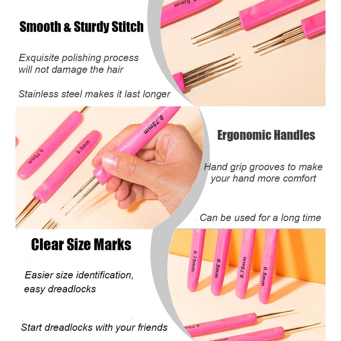 Gancho de Crochet Weabetfu 0.5mm con Mango Ergonómico