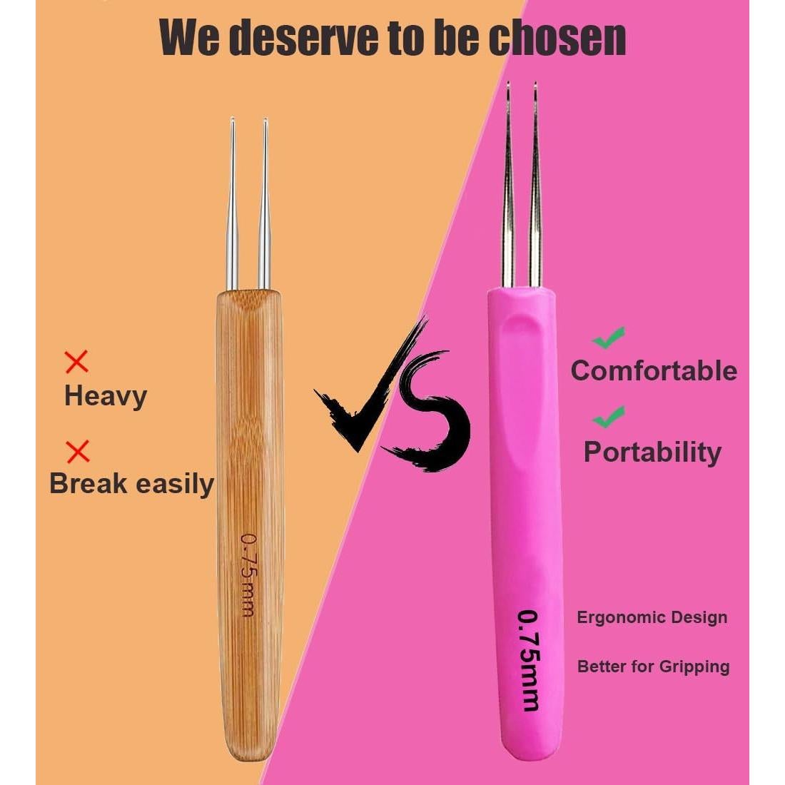 Gancho de Crochet Weabetfu 0.5mm con Mango Ergonómico