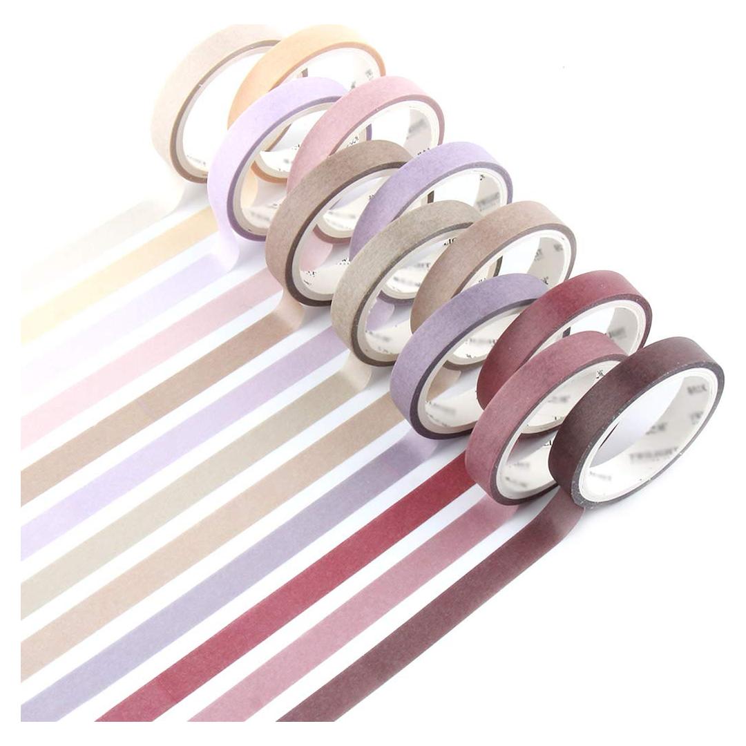 Set de 12 Rollos de Cinta Washi Yubbaex 8mm Morandi