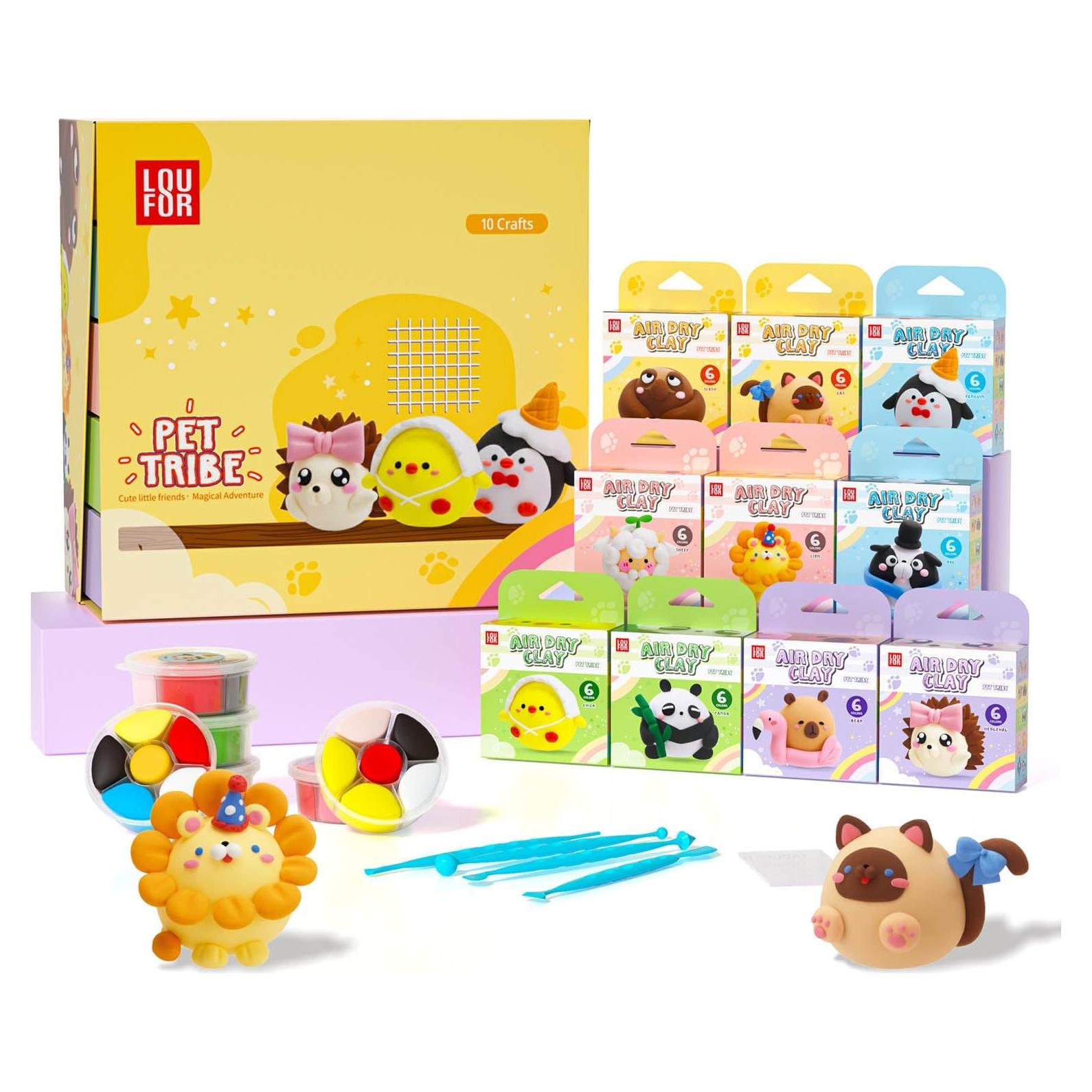 Kit de Arcilla Secada al Aire LOUFOR 10 Cajas 60 Colores