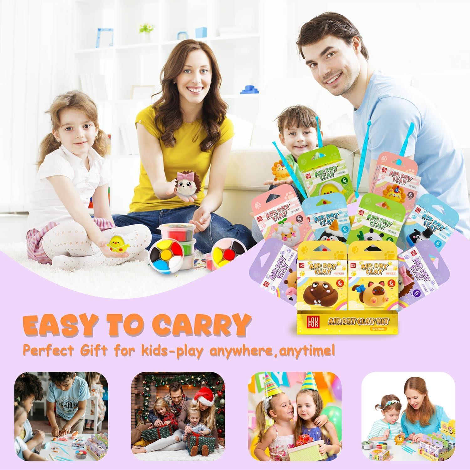 Kit de Arcilla Secada al Aire LOUFOR 10 Cajas 60 Colores