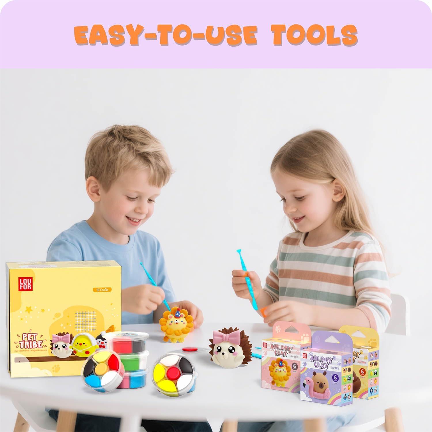 Kit de Arcilla Secada al Aire LOUFOR 10 Cajas 60 Colores