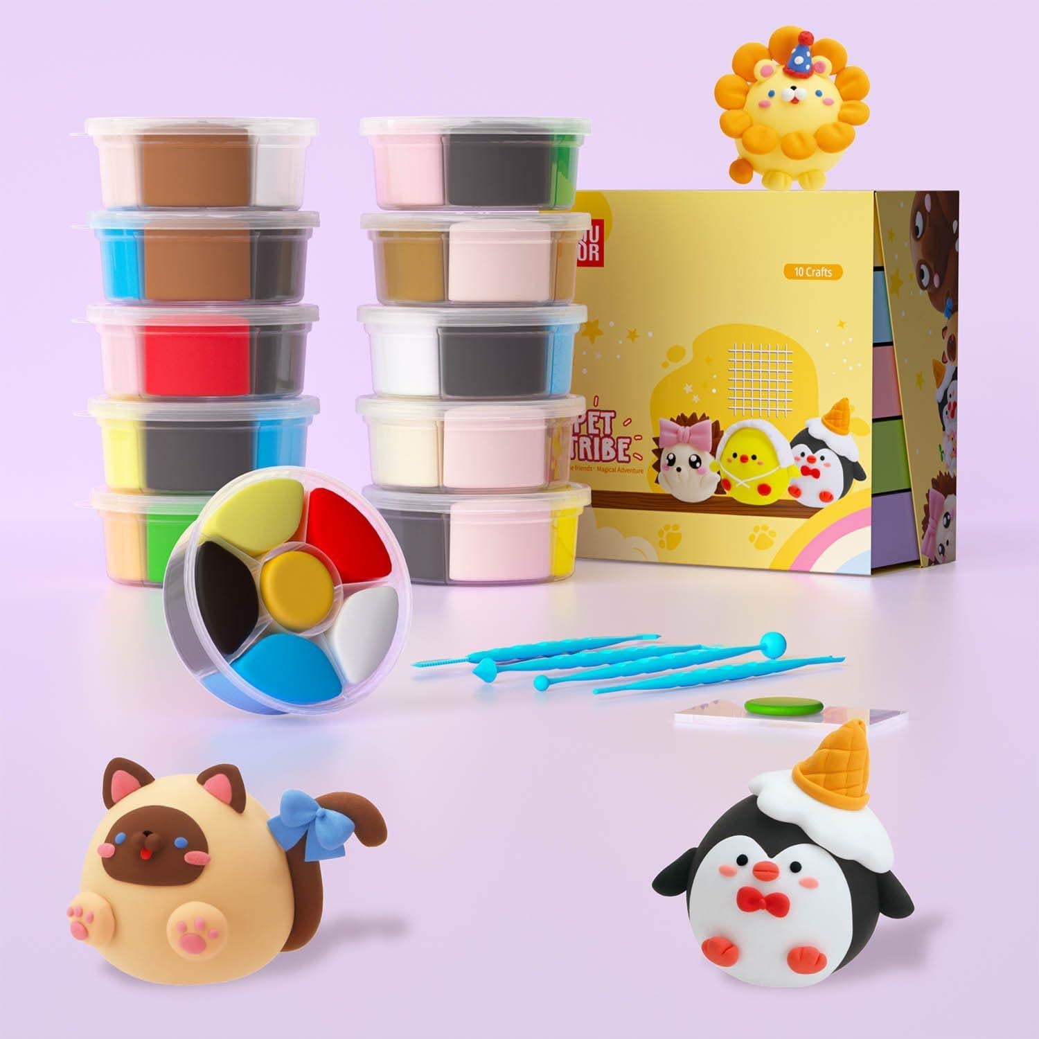 Kit de Arcilla Secada al Aire LOUFOR 10 Cajas 60 Colores