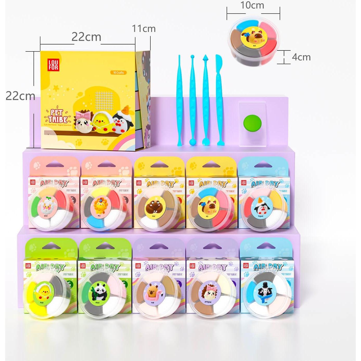 Kit de Arcilla Secada al Aire LOUFOR 10 Cajas 60 Colores