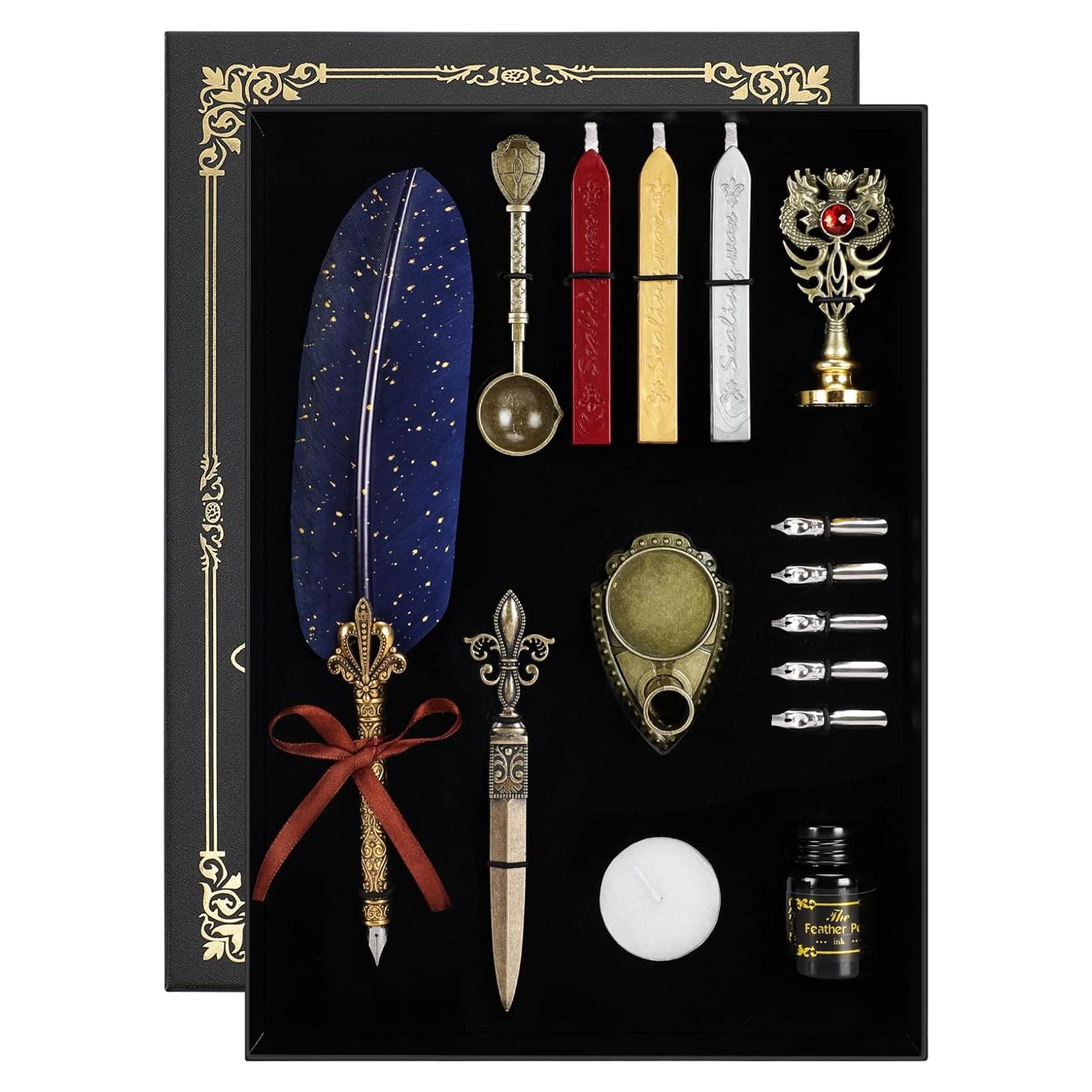 Juego de Pluma y Tinta Karhood con Sello de Cera y 5 Plumillas