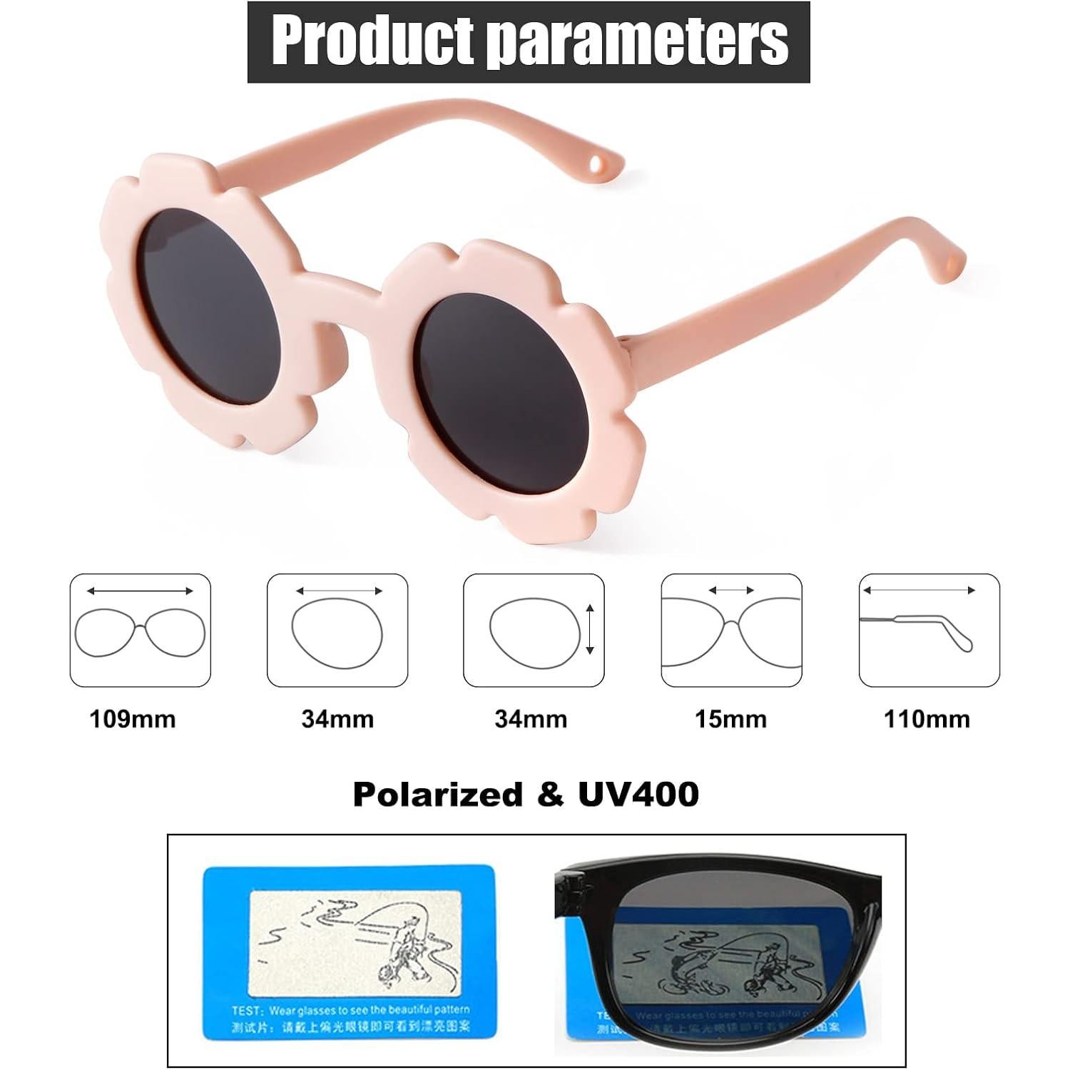 Gafas de sol polarizadas JUDOO para bebés 0-4 años con correa