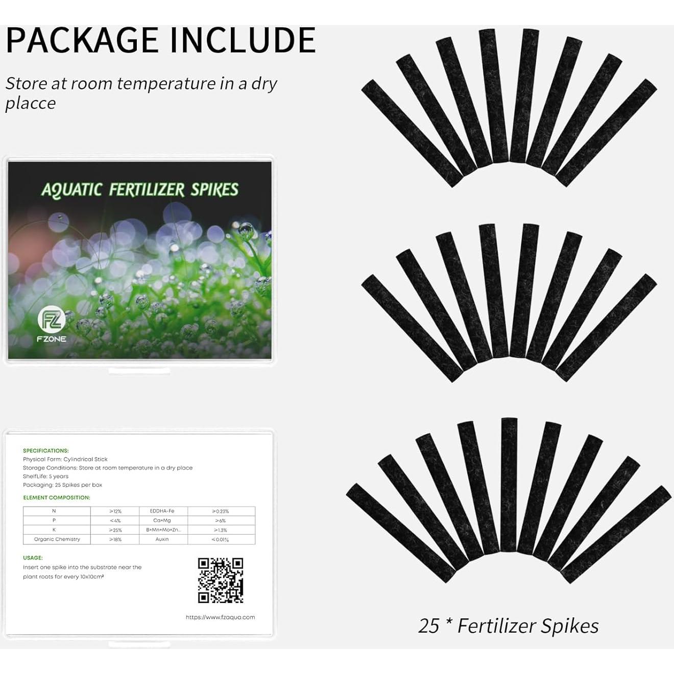 FZONE Fertilizante Acuático para Plantas - 25 Picos NPK