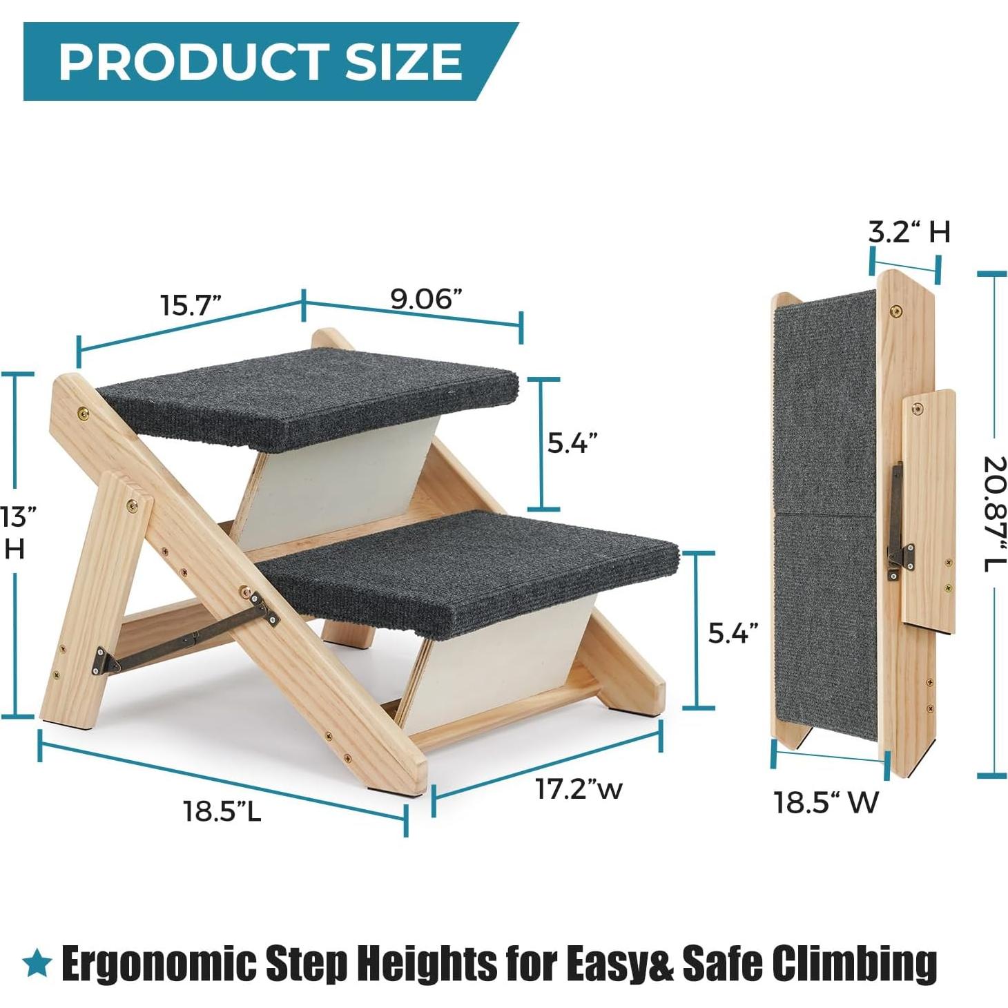 Escalera y Rampa Plegable MEWANG para Mascotas 3 en 1 - Soporta 100 kg