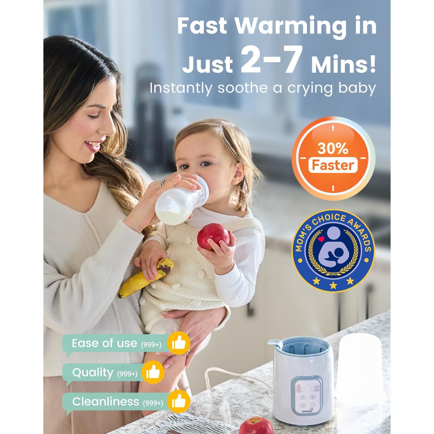 Calentador de Botellas GROWNSY N1T Azul 8 en 1 Rápido y Multifuncional