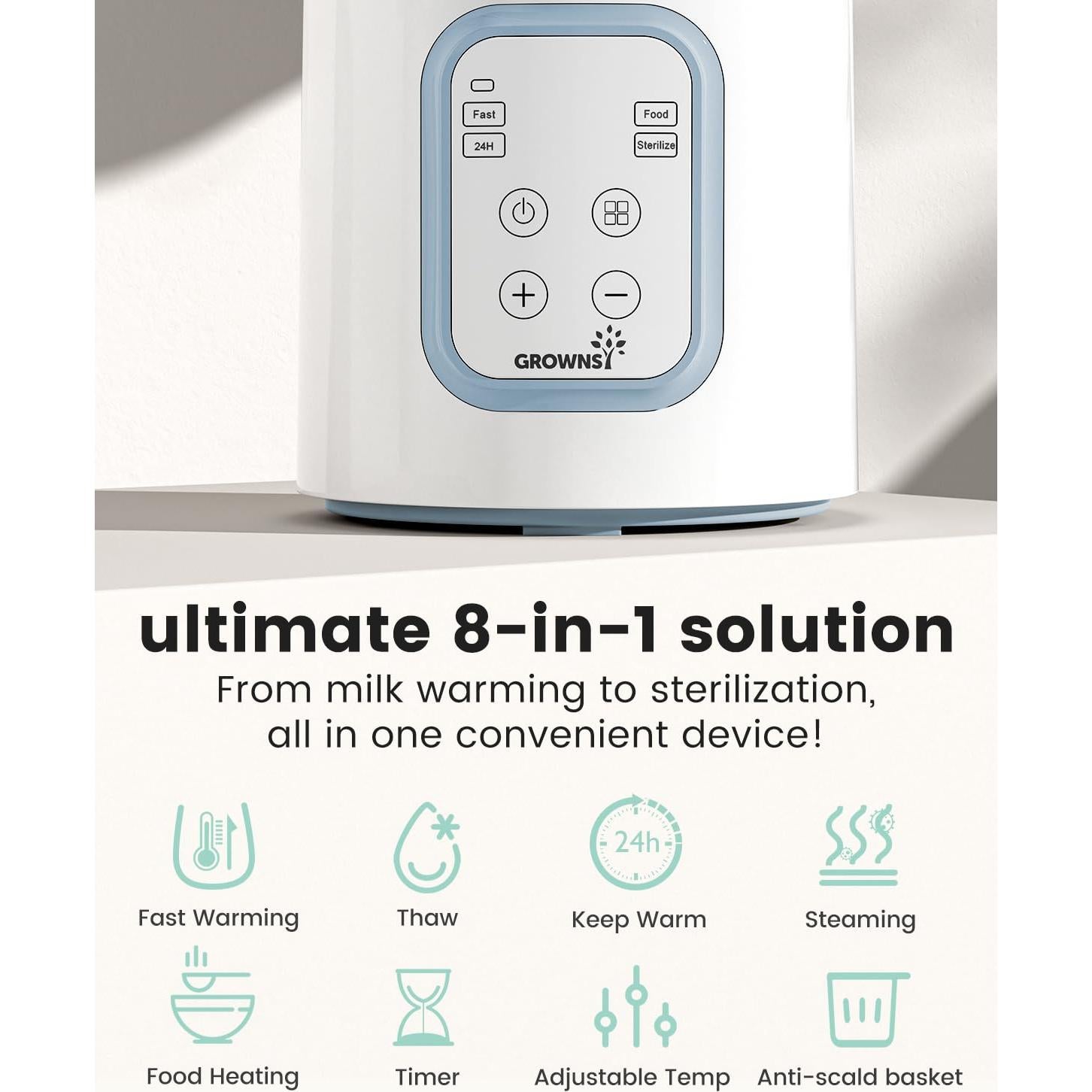 Calentador de Botellas GROWNSY N1T Azul 8 en 1 Rápido y Multifuncional