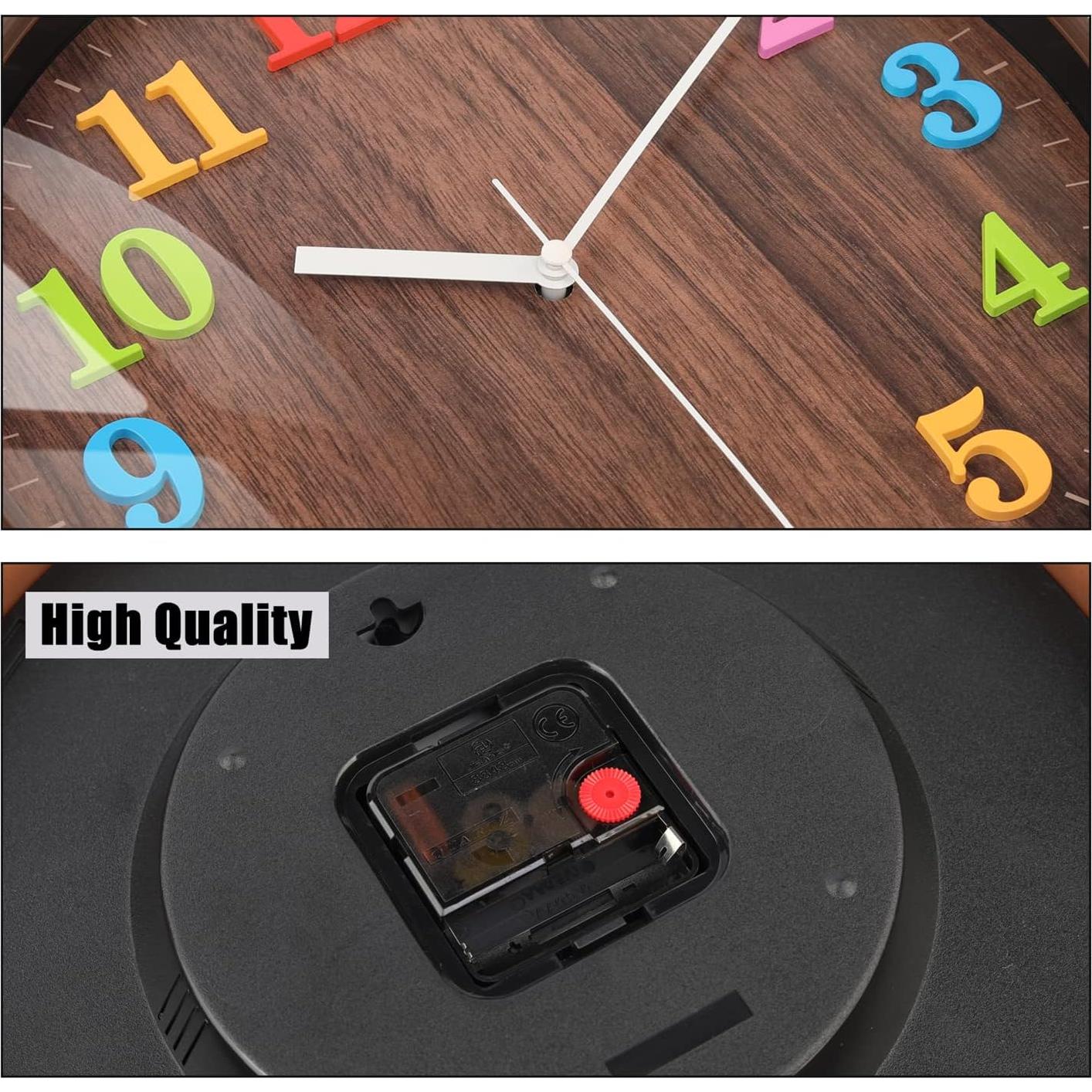 Reloj de Pared Silencioso Topkey 30cm Redondo para Niños