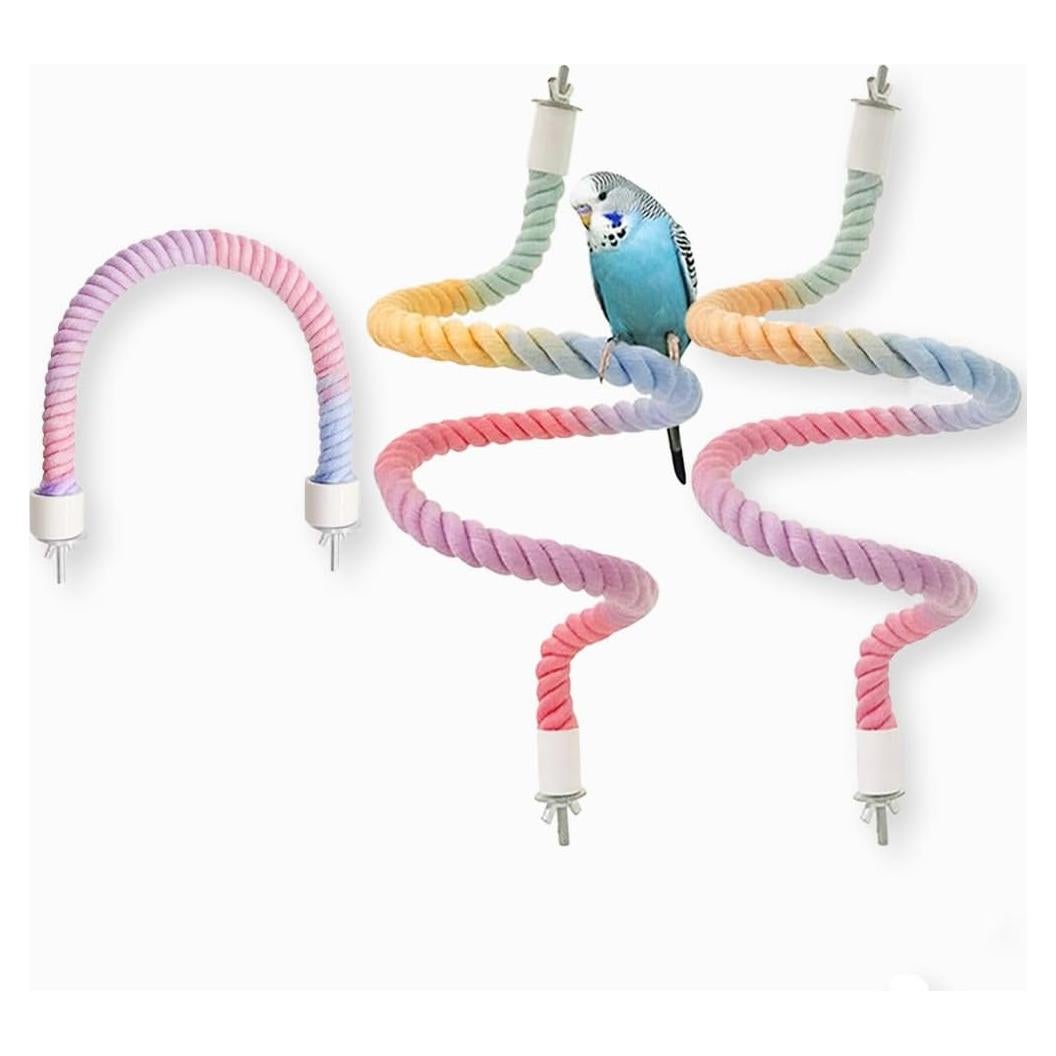Juego de Perchas de Rope Nopikku 3pcs para Aves (2 Largas + 1 Corta)