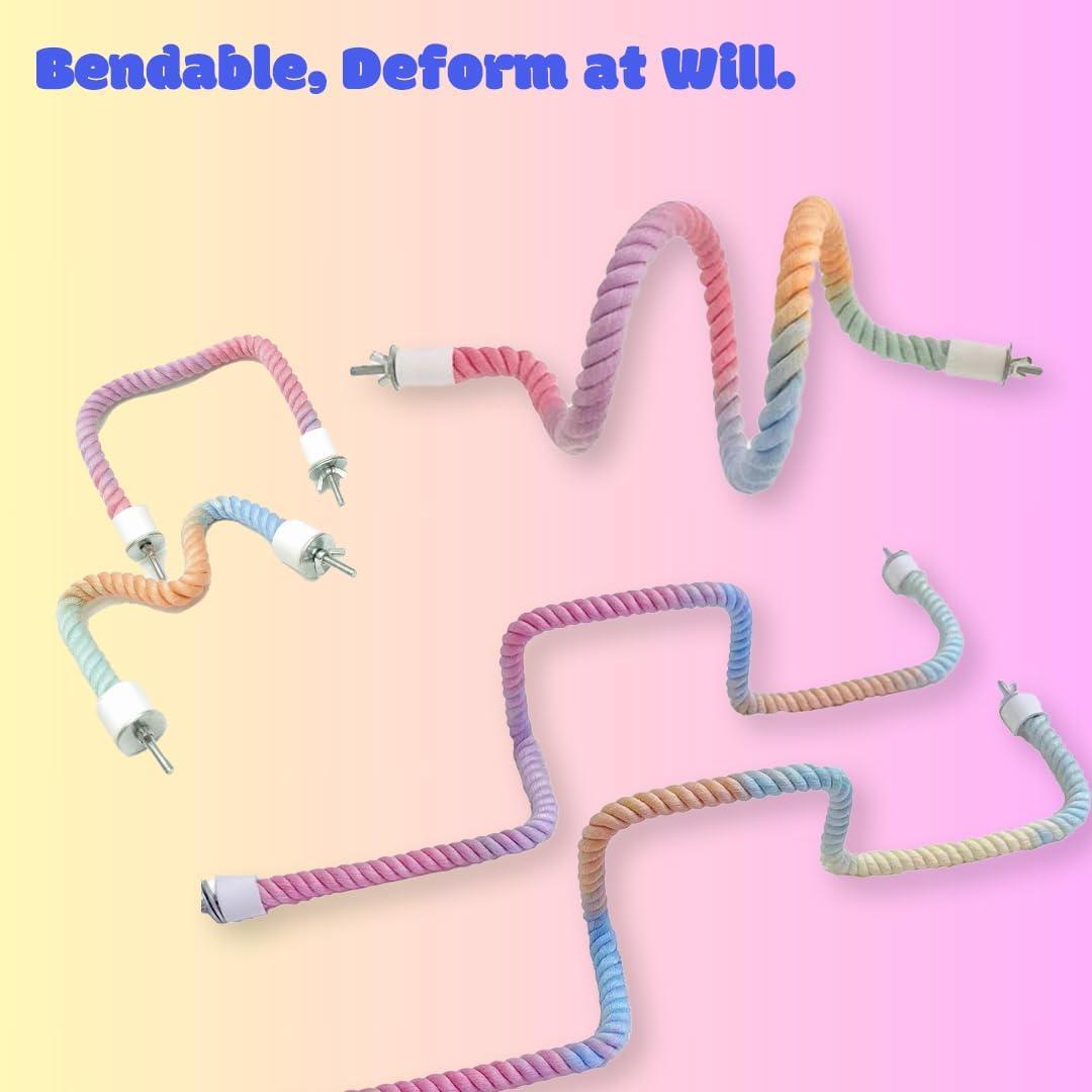 Juego de Perchas de Rope Nopikku 3pcs para Aves (2 Largas + 1 Corta)