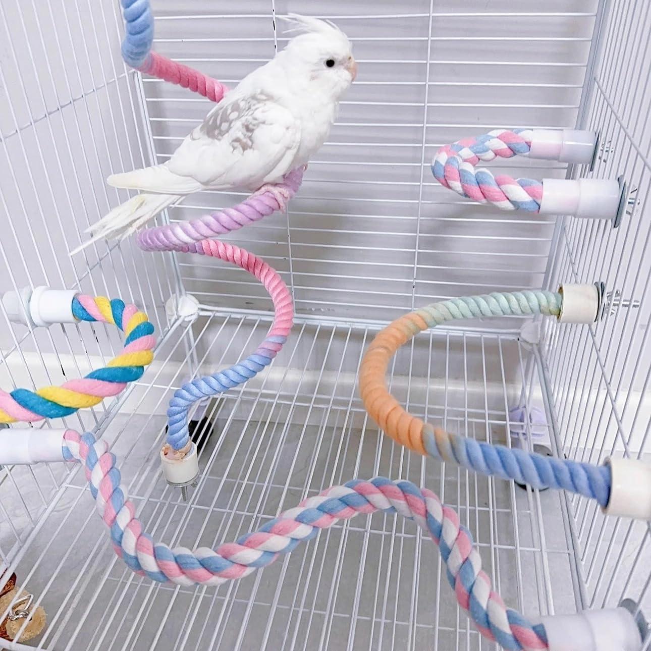 Juego de Perchas de Rope Nopikku 3pcs para Aves (2 Largas + 1 Corta)