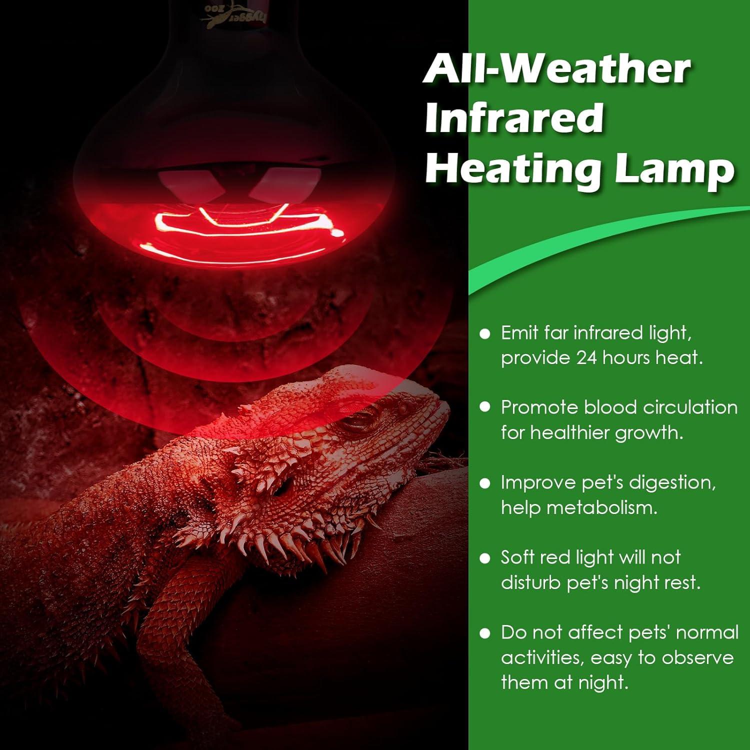 Bombillas de Calor Infrarrojo 75W Hygger Zoo para Reptiles 2PCS