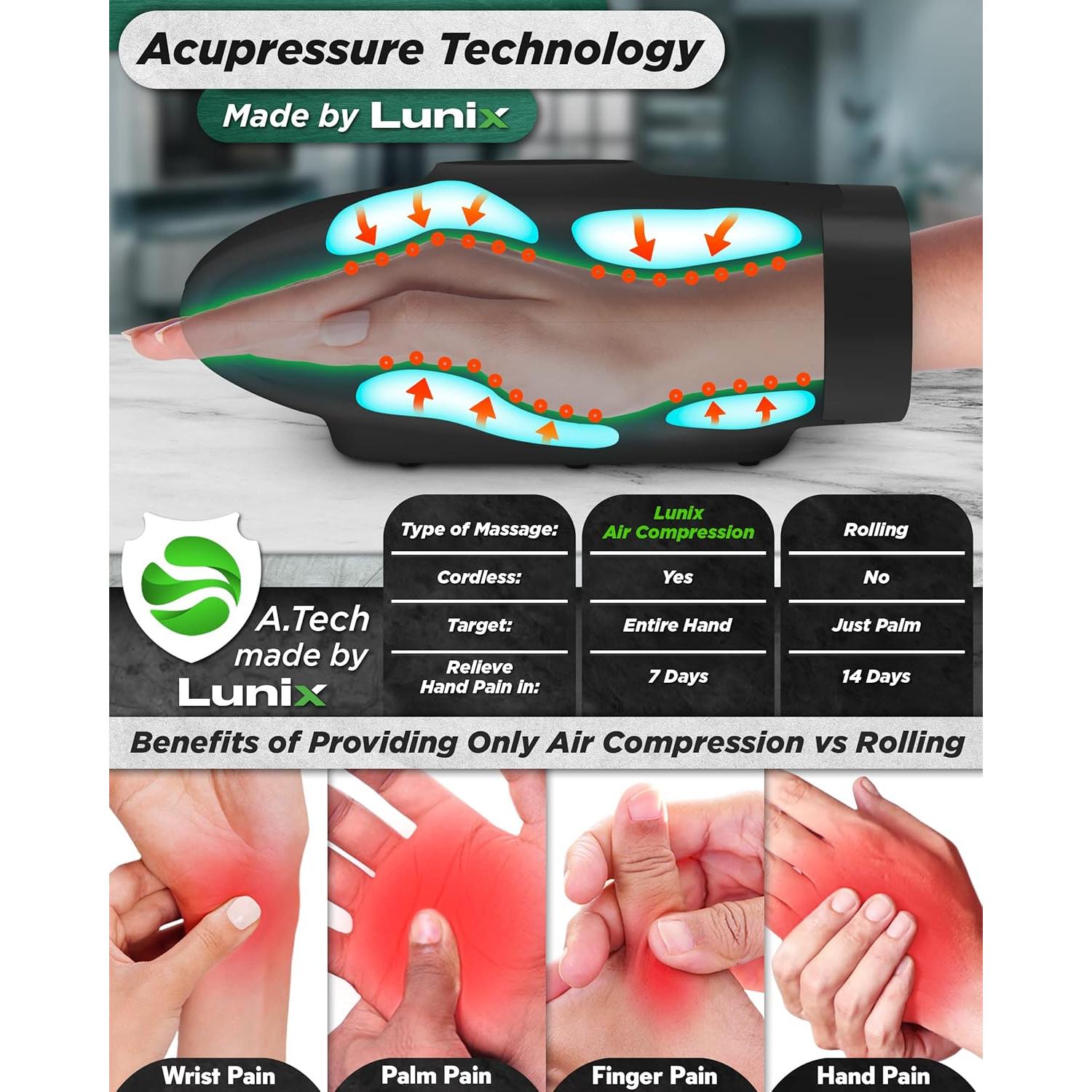 Masajeador de Mano Eléctrico Lunix LX3 con Calor y Compresión