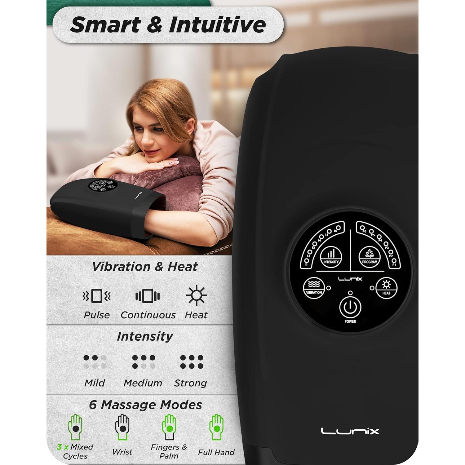 Masajeador de Mano Eléctrico Lunix LX3 con Calor y Compresión