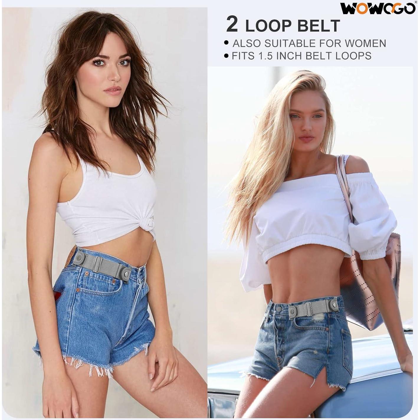 Cinturón Sin Hebilla WOWOGO Ajustable Elástico 2 Piezas