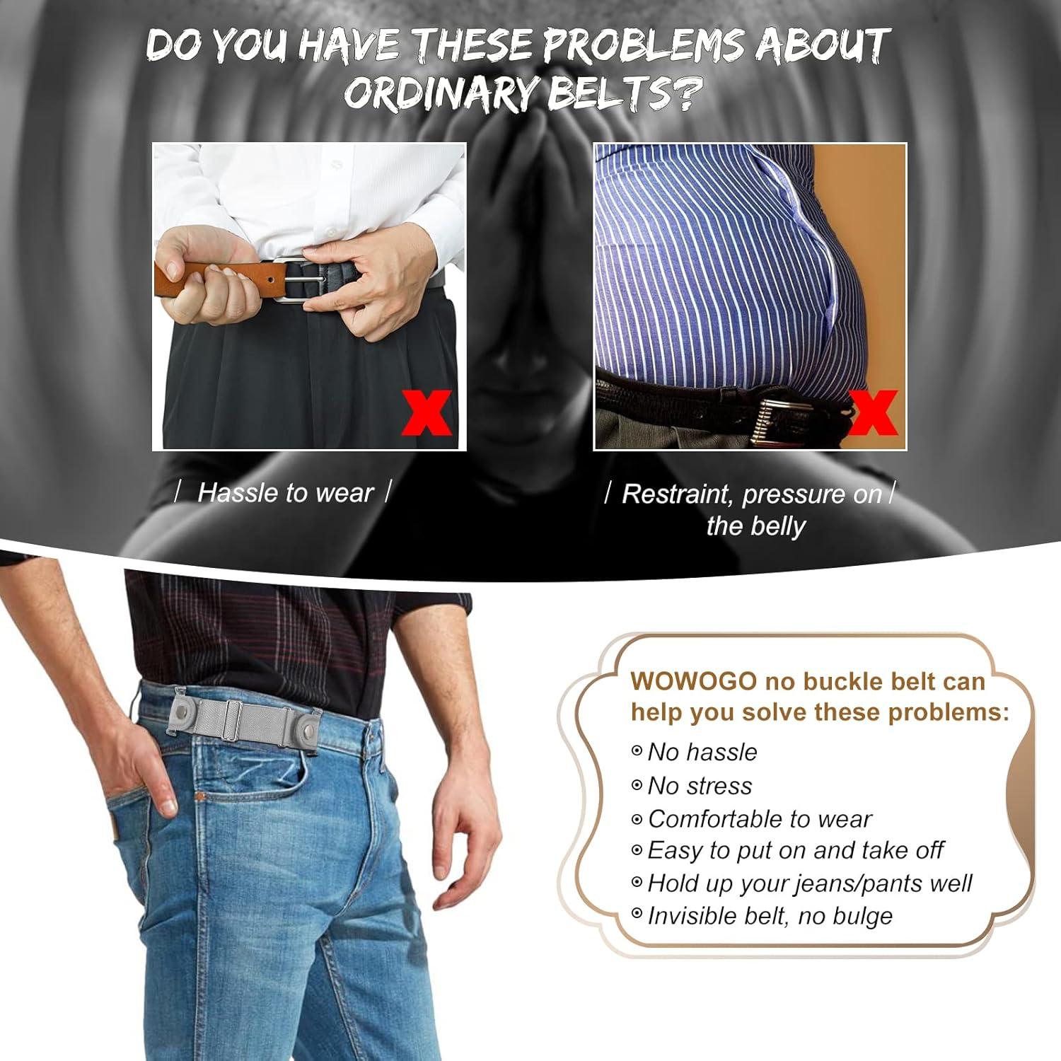 Cinturón Sin Hebilla WOWOGO Ajustable Elástico 2 Piezas