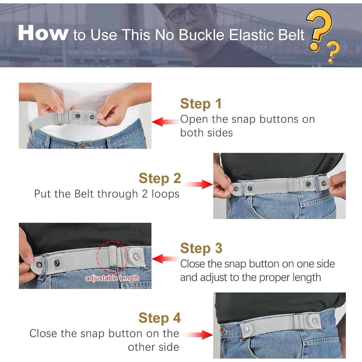 Cinturón Sin Hebilla WOWOGO Ajustable Elástico 2 Piezas