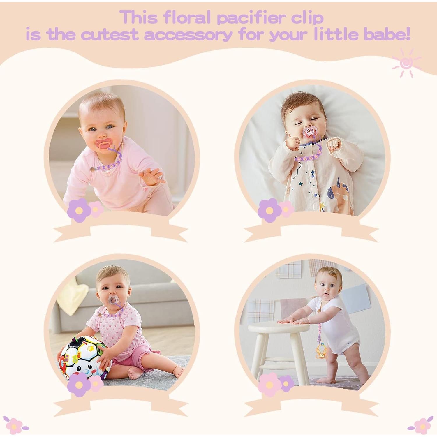 Clip de Chupete Floral Margarita Macrame Unisex Hecho a Mano